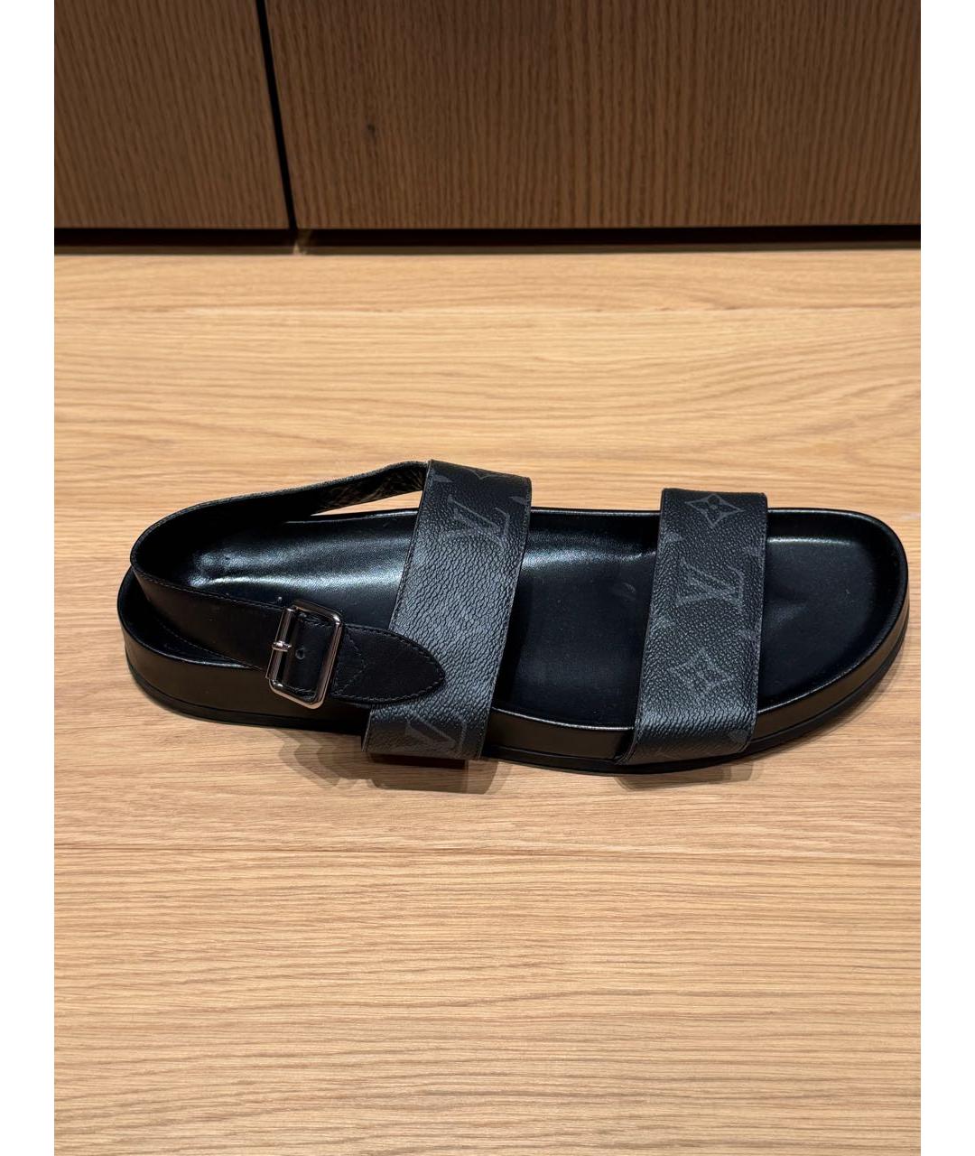 LOUIS VUITTON Черные кожаные сандалии, фото 8