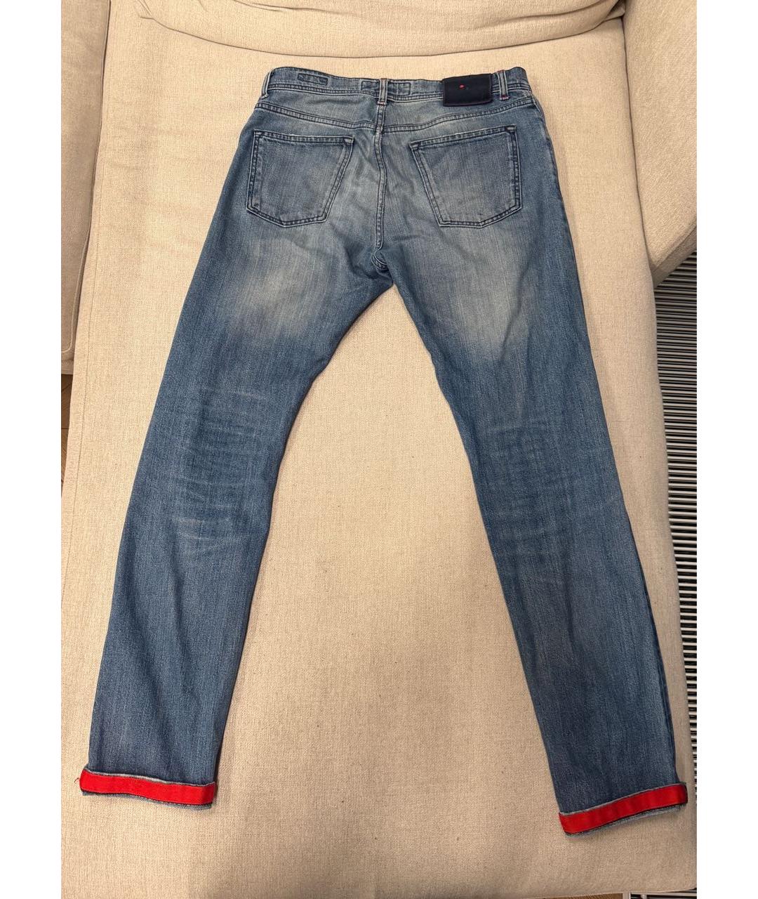 KITON Голубые хлопковые прямые джинсы, фото 2