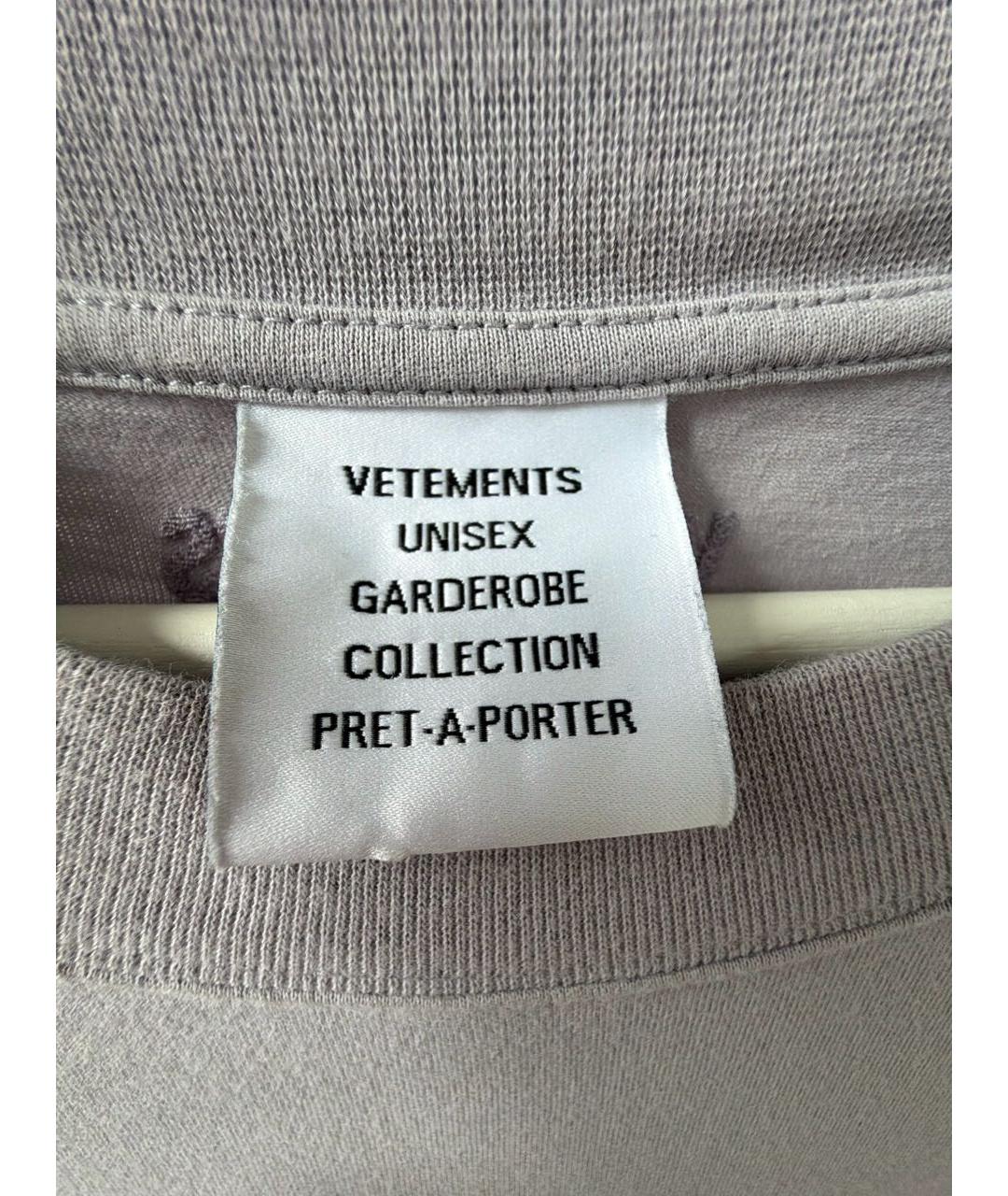 VETEMENTS Серая хлопковая футболка, фото 3