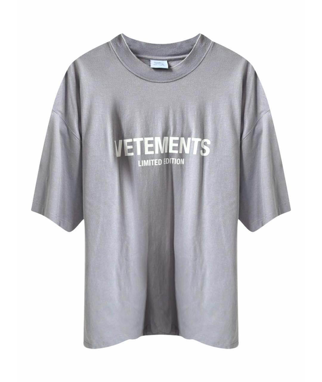 VETEMENTS Серая хлопковая футболка, фото 1