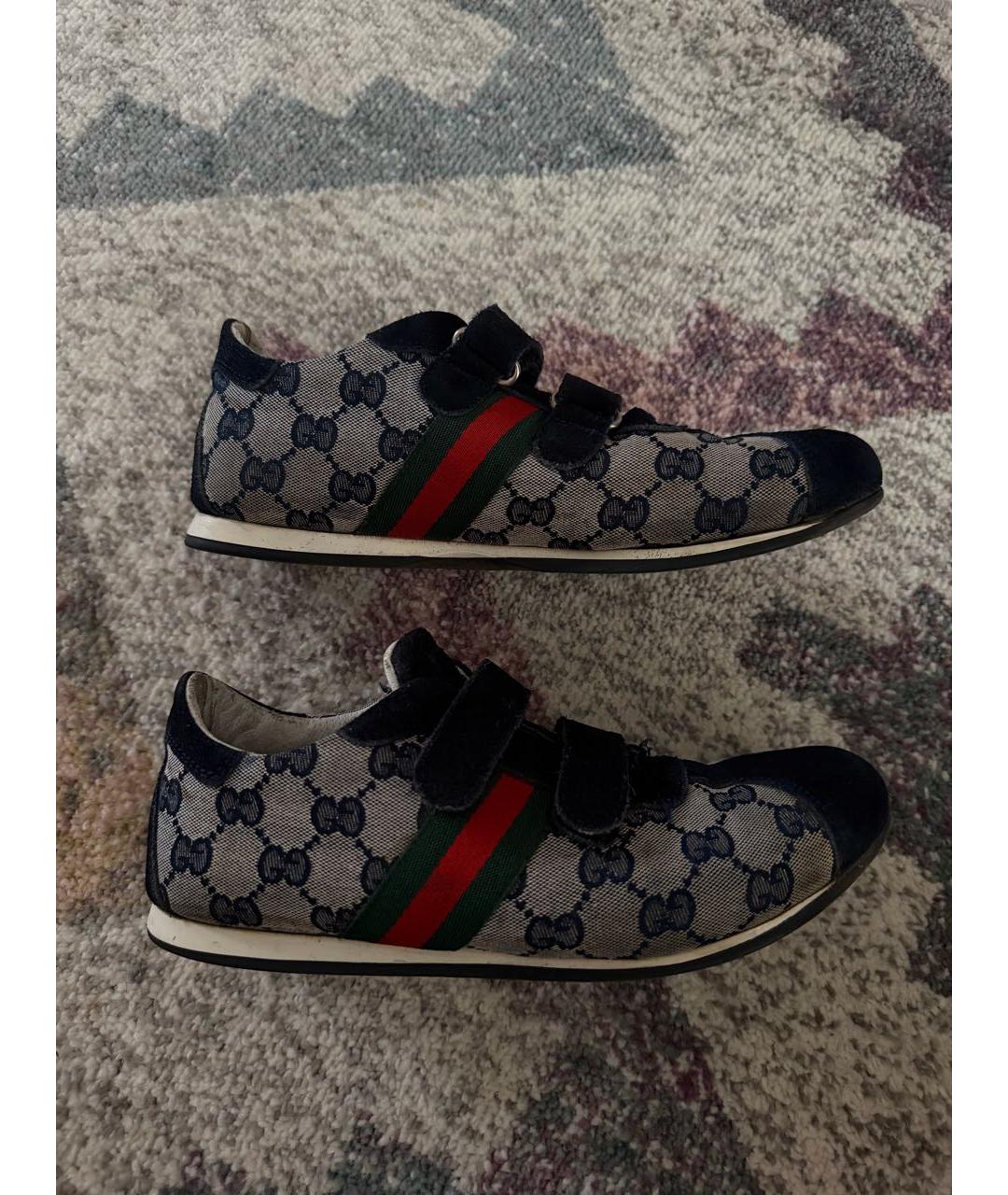 GUCCI Темно-синие замшевые кеды, фото 6