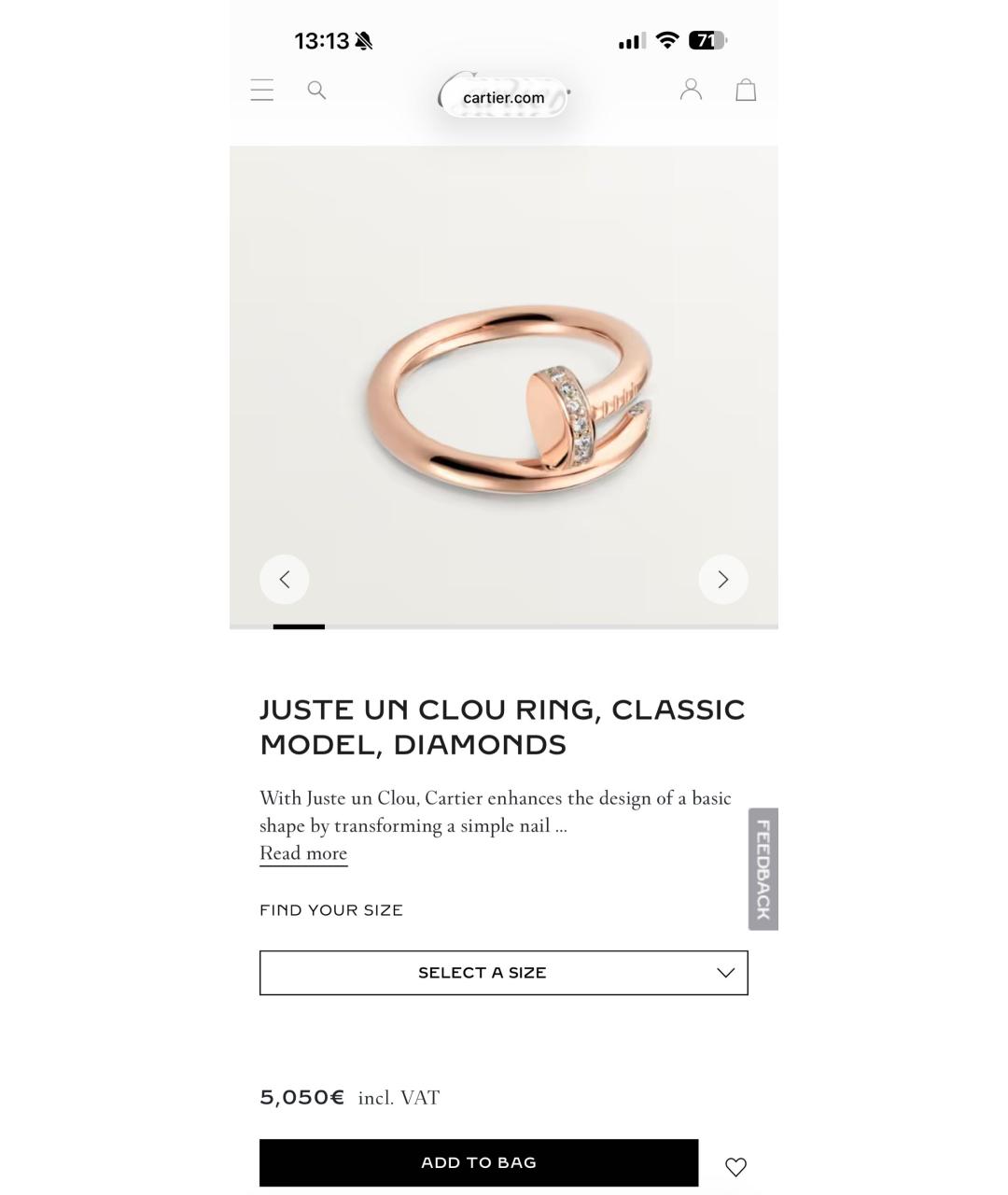 CARTIER Золотое кольцо из розового золота, фото 9