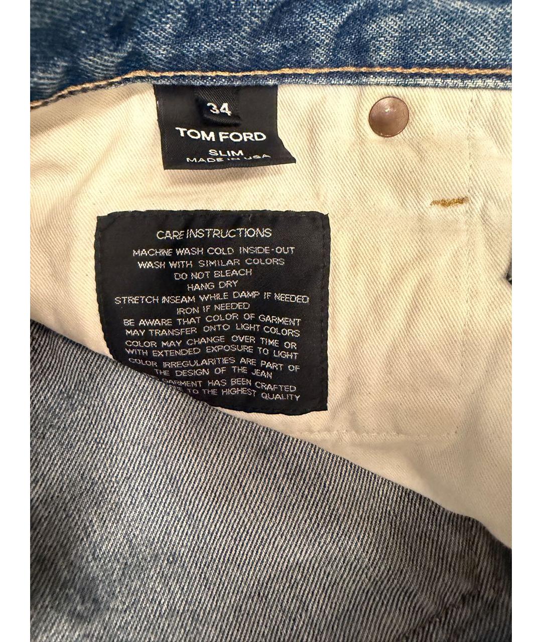 TOM FORD Голубые хлопковые прямые джинсы, фото 3