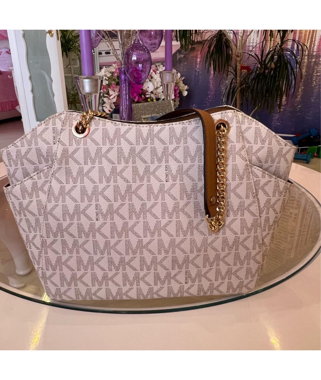 MICHAEL KORS Белая кожаная сумка тоут, фото 4