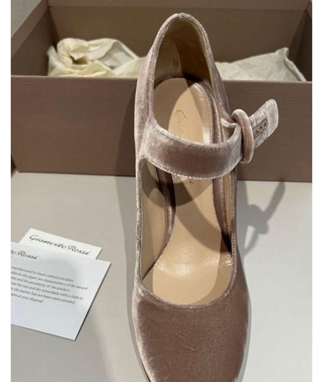 GIANVITO ROSSI Розовые бархатные туфли, фото 3