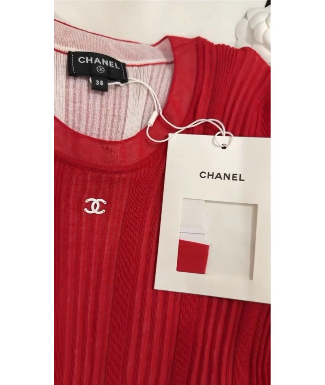 CHANEL Красная вискозная футболка, фото 3