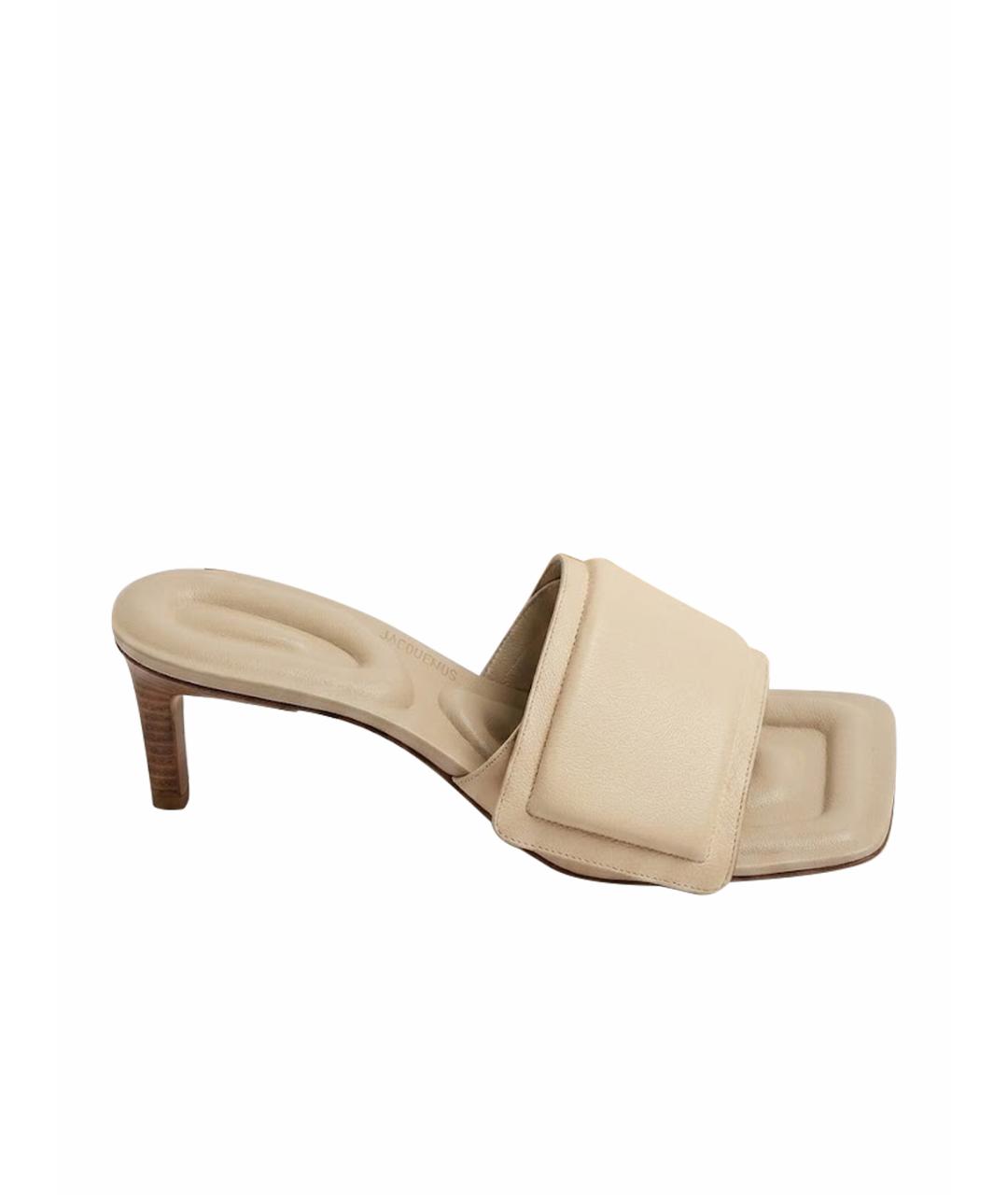 JACQUEMUS Бежевые кожаные босоножки, фото 1