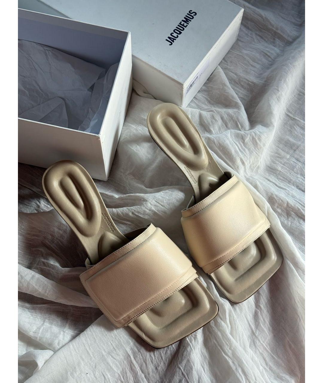 JACQUEMUS Бежевые кожаные босоножки, фото 2