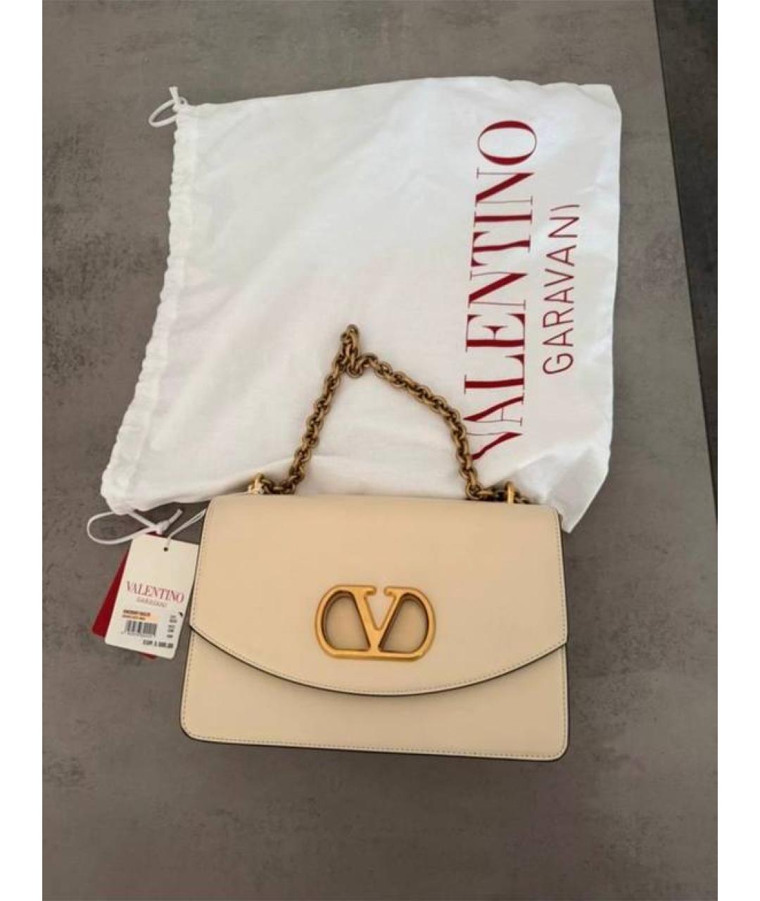 VALENTINO Бежевая кожаная сумка через плечо, фото 4