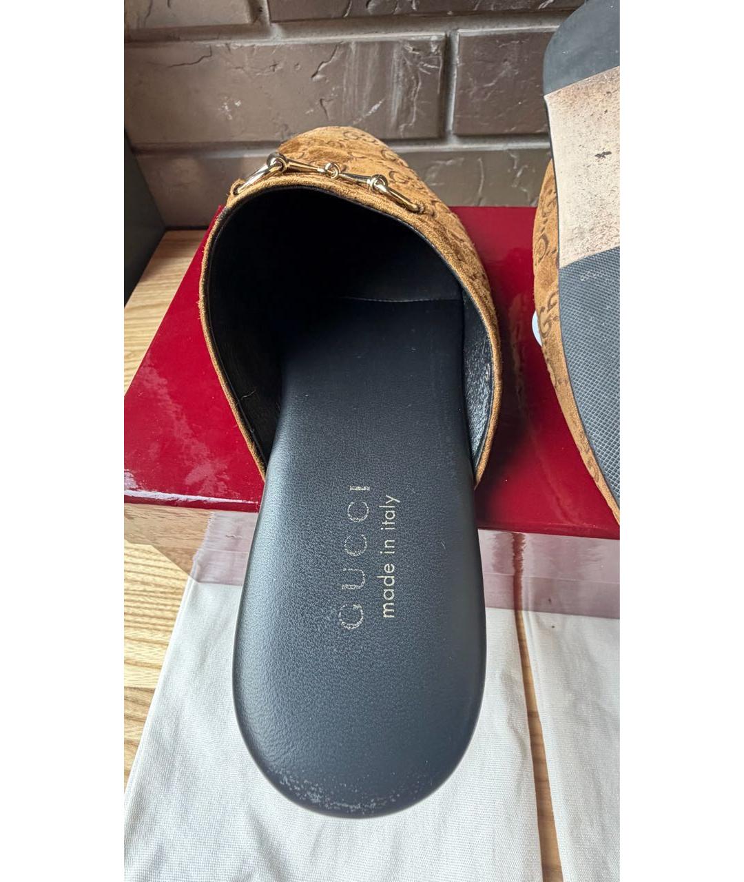 GUCCI Коричневые замшевые мюли, фото 4