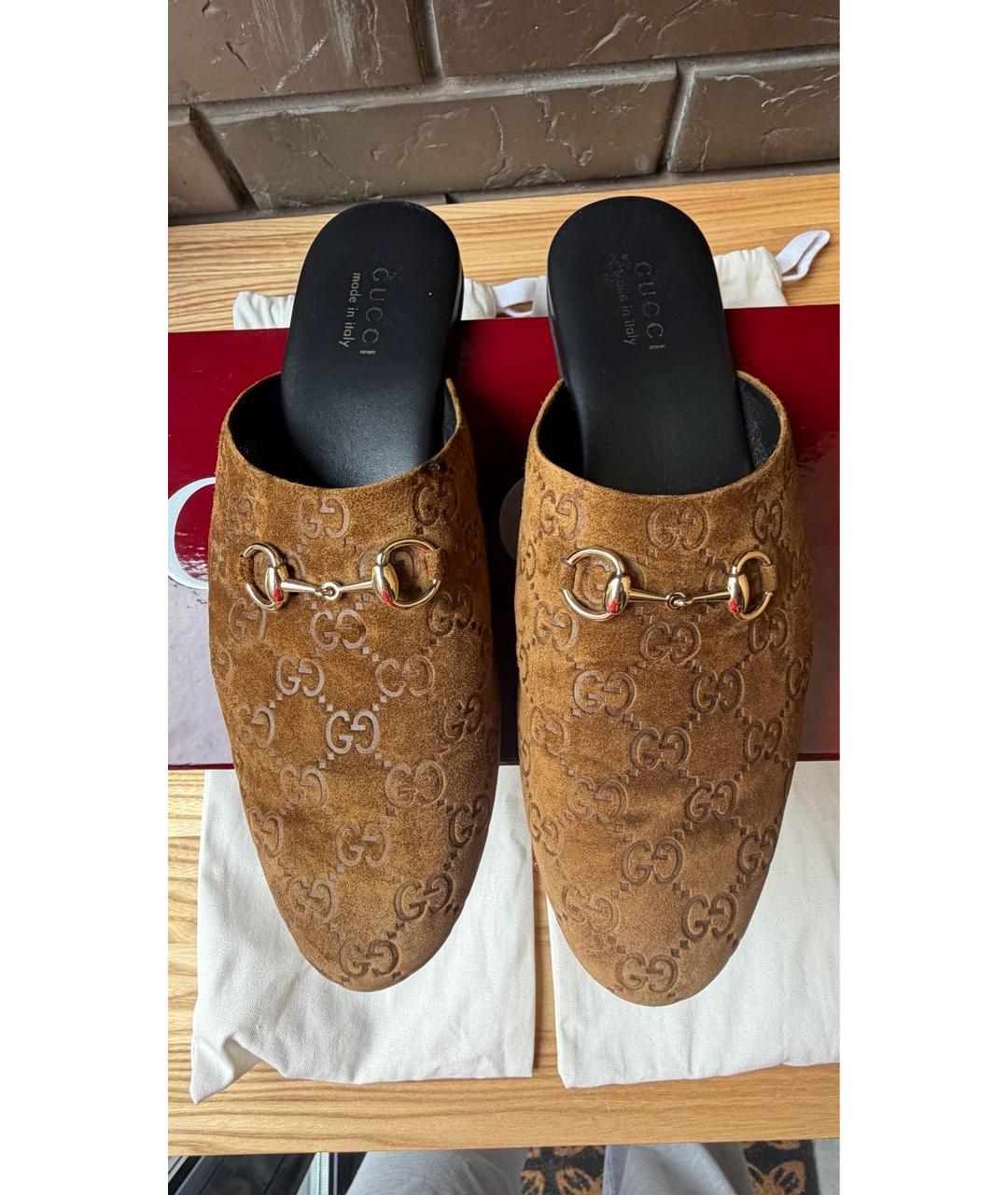 GUCCI Коричневые замшевые мюли, фото 2