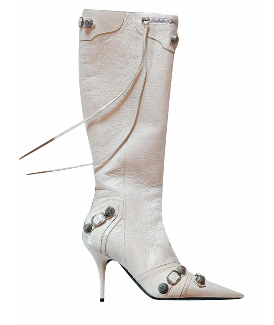 BALENCIAGA Белые кожаные сапоги, фото 1