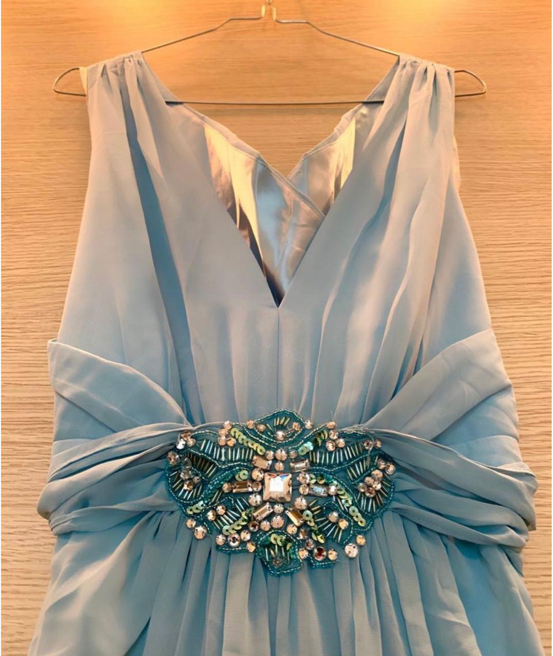 JENNY PACKHAM Голубое полиэстеровое вечернее платье, фото 4