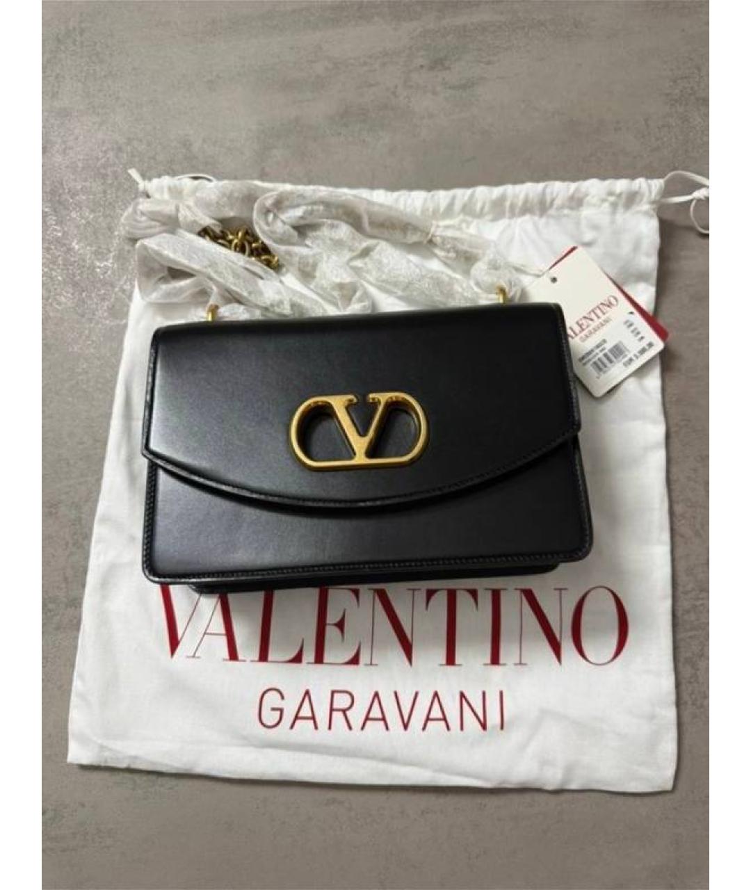 VALENTINO Черная кожаная сумка через плечо, фото 4