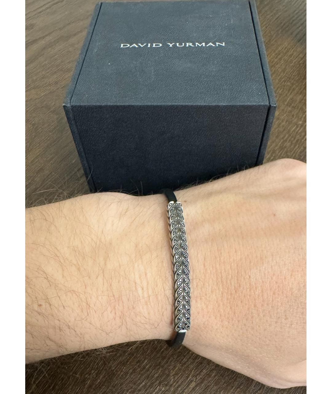 David Yurman Черный серебряный браслет, фото 8