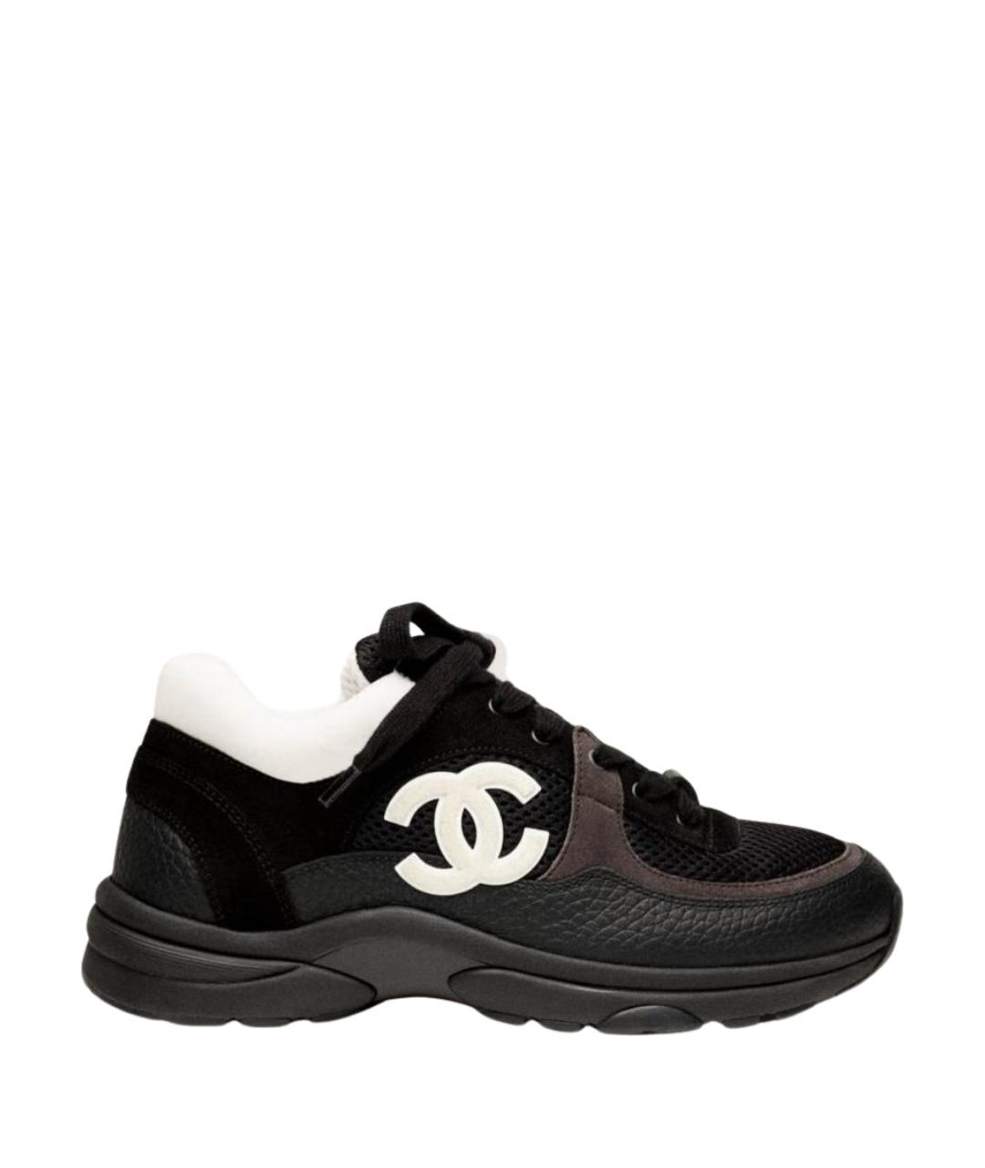 CHANEL Черные кожаные кроссовки, фото 1