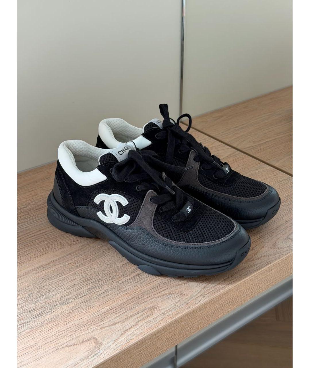 CHANEL Черные кожаные кроссовки, фото 2