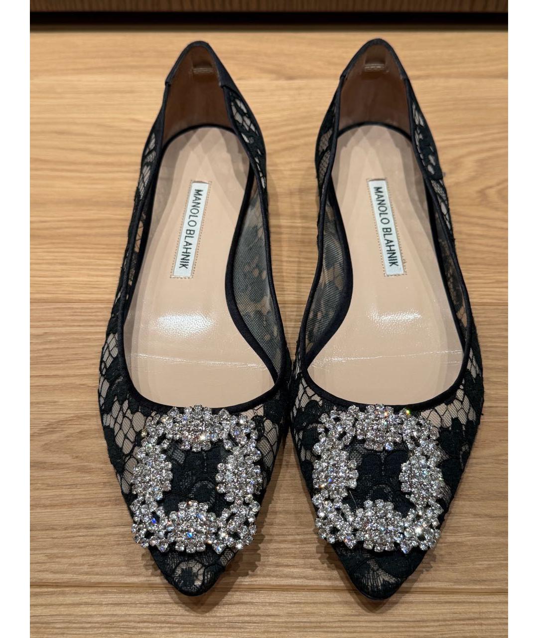 MANOLO BLAHNIK Черные текстильные балетки, фото 6
