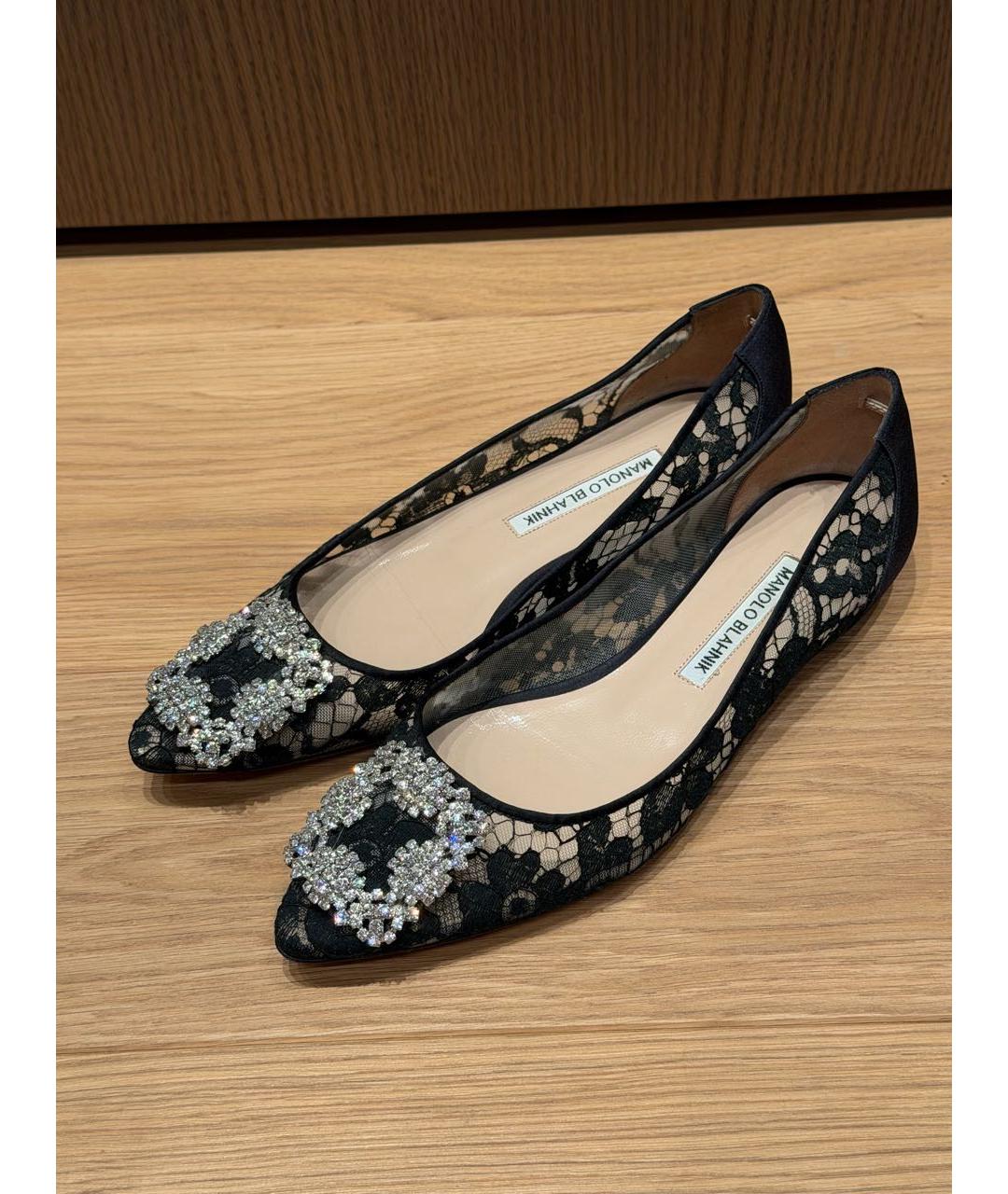 MANOLO BLAHNIK Черные текстильные балетки, фото 4