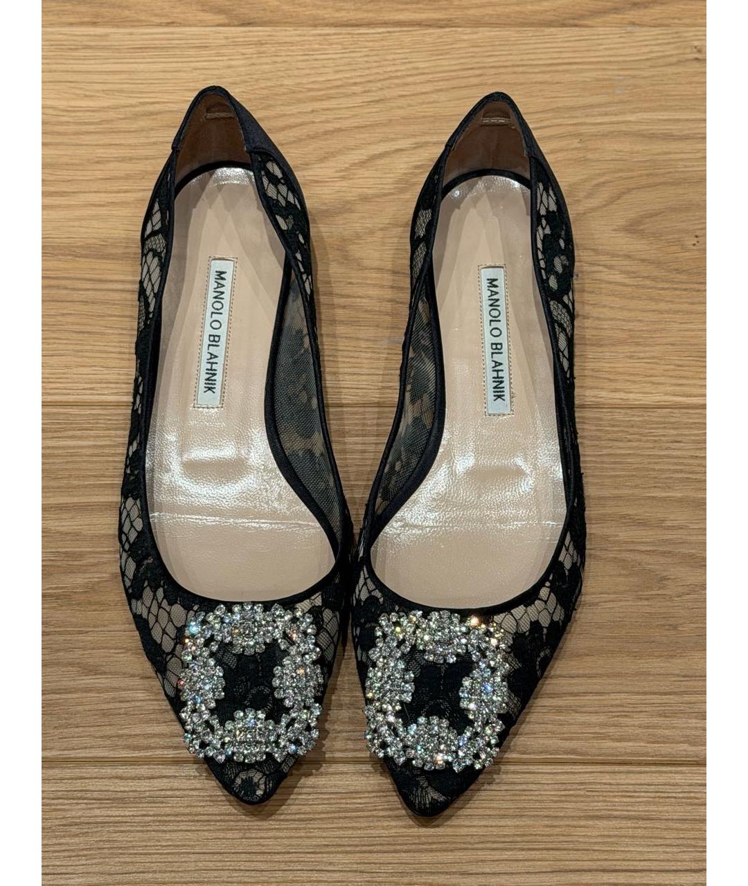 MANOLO BLAHNIK Черные текстильные балетки, фото 2