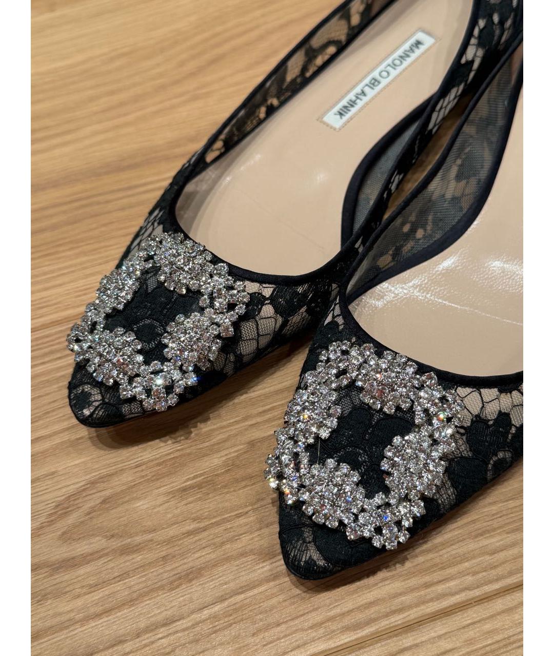 MANOLO BLAHNIK Черные текстильные балетки, фото 5