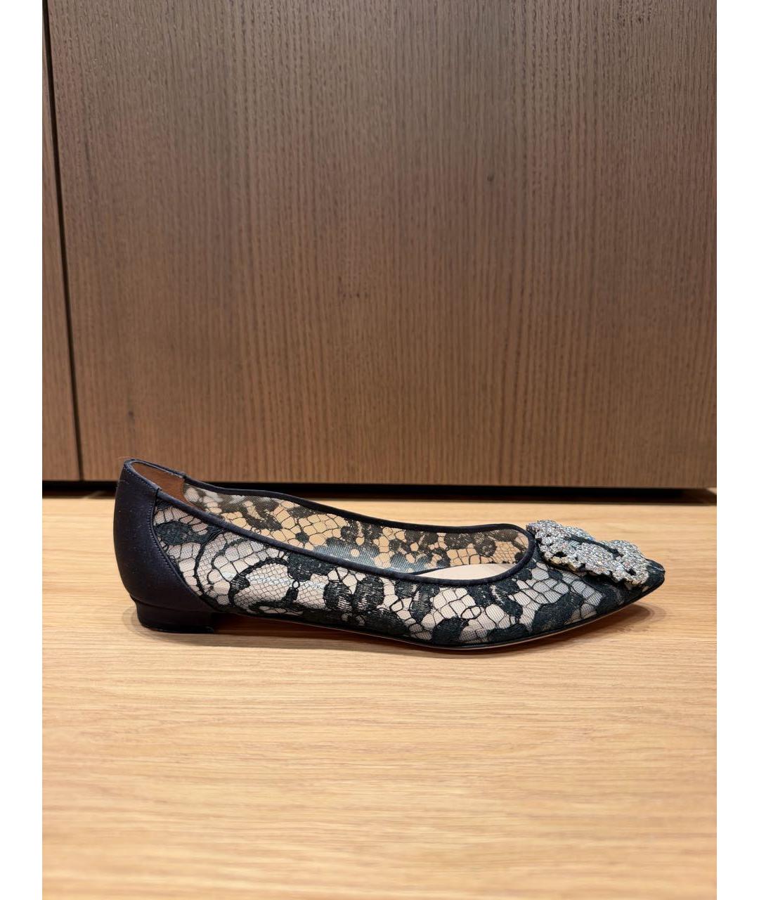 MANOLO BLAHNIK Черные текстильные балетки, фото 9