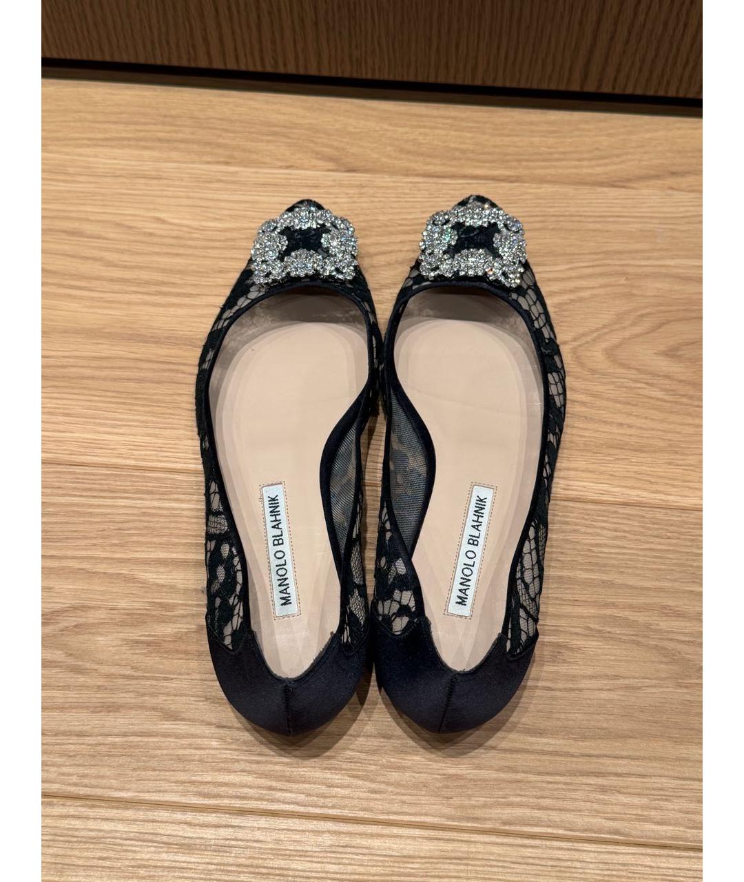MANOLO BLAHNIK Черные текстильные балетки, фото 8