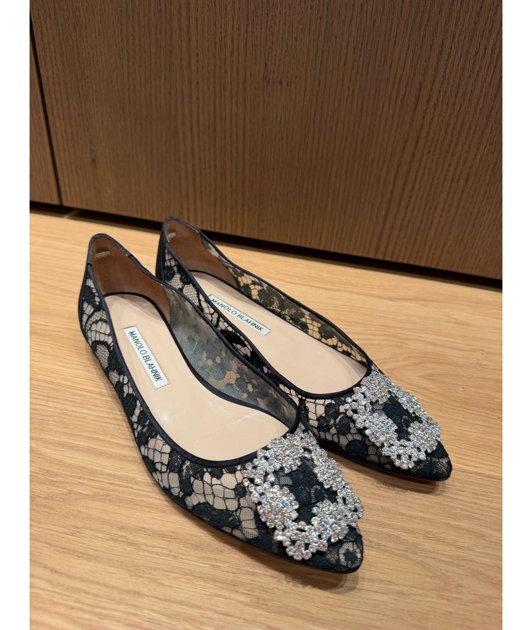 MANOLO BLAHNIK Черные текстильные балетки, фото 3