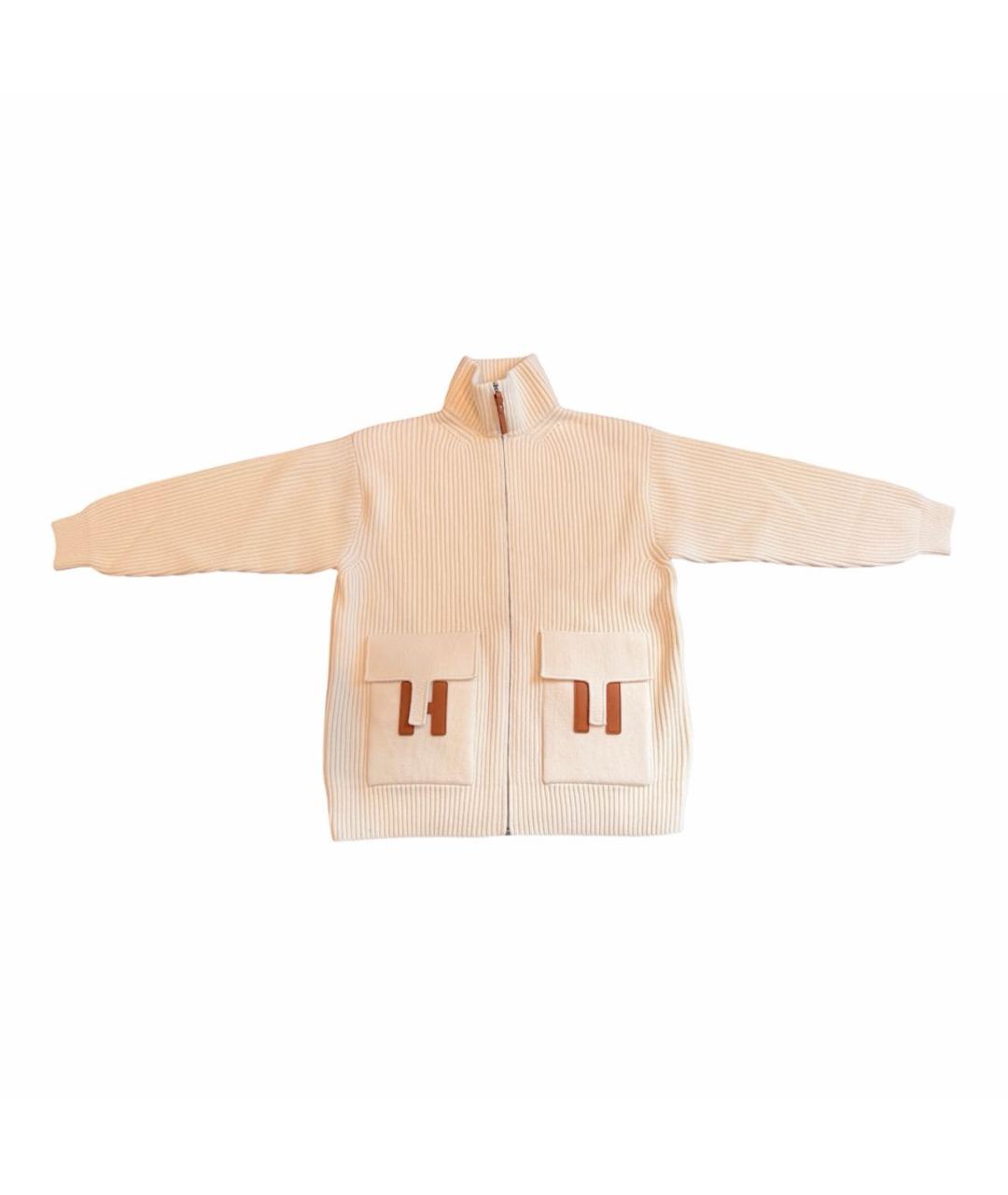 HERMES Белый хлопковый кардиган, фото 9