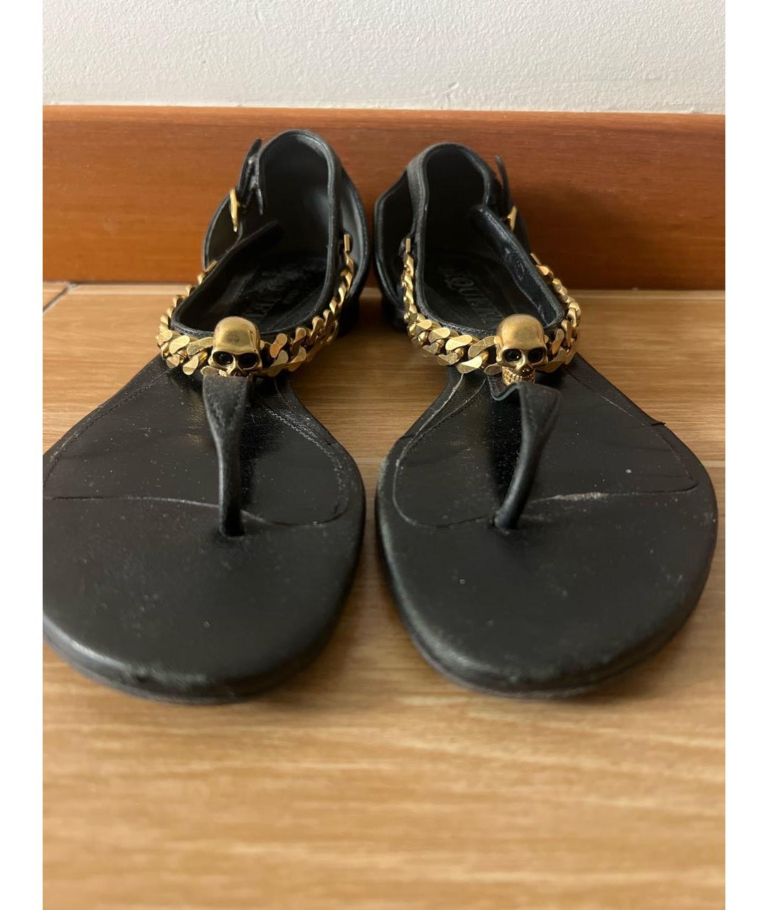 ALEXANDER MCQUEEN Черные кожаные сандалии, фото 3