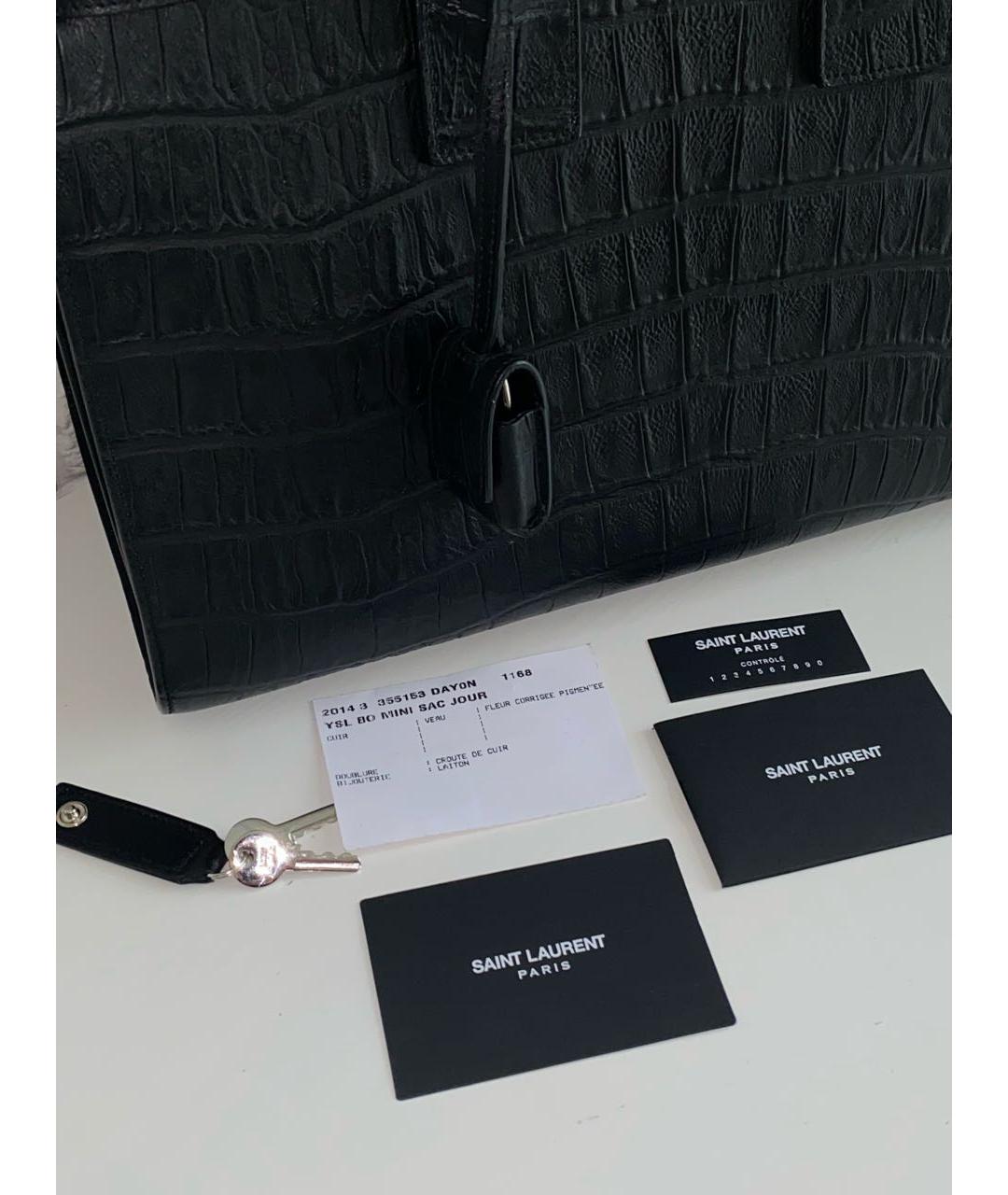SAINT LAURENT Черная кожаная сумка с короткими ручками, фото 8