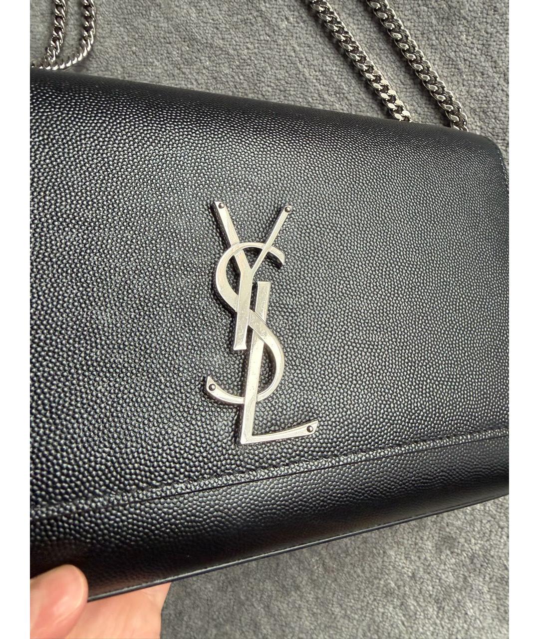 SAINT LAURENT Черная кожаная сумка через плечо, фото 2