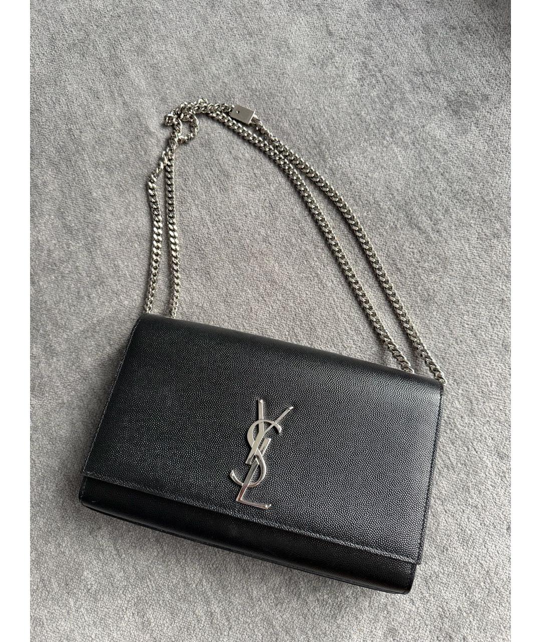 SAINT LAURENT Черная кожаная сумка через плечо, фото 6