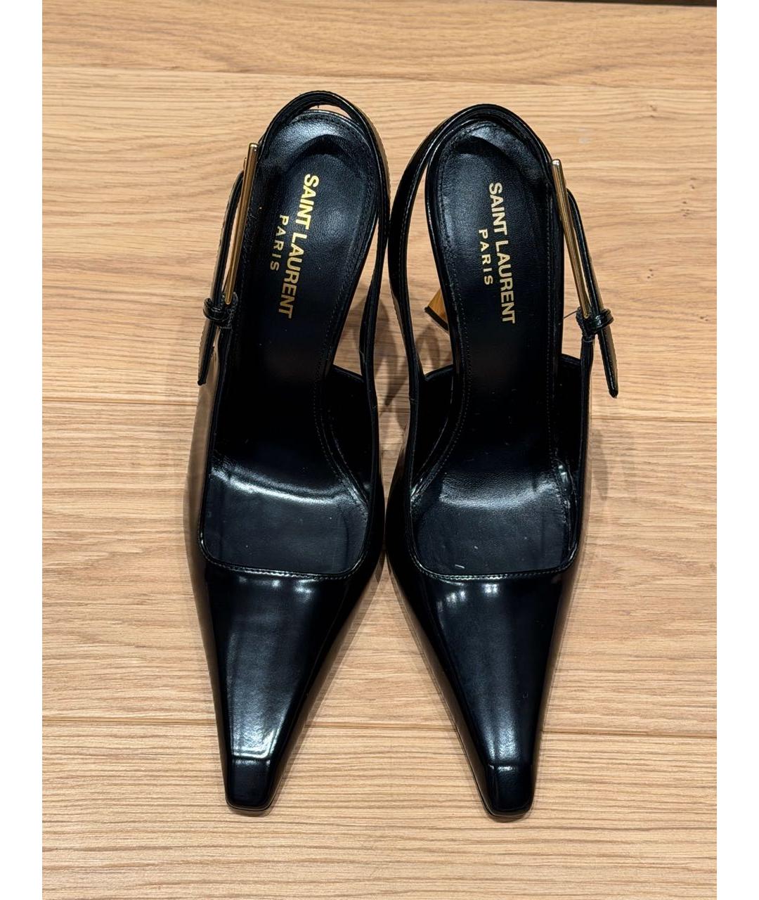 SAINT LAURENT Черные туфли из лакированной кожи, фото 2