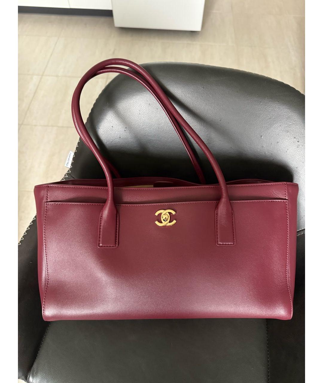 CHANEL Бордовая кожаная сумка тоут, фото 3