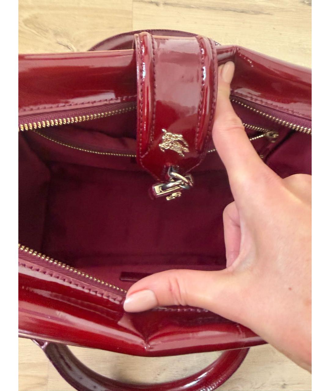 BURBERRY Бордовая сумка с короткими ручками из лакированной кожи, фото 4