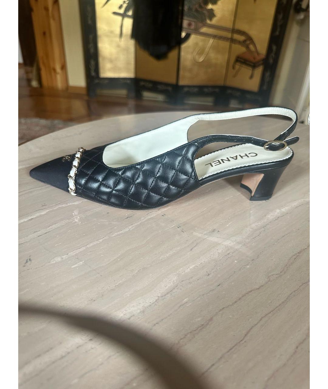 CHANEL Черные кожаные босоножки, фото 7
