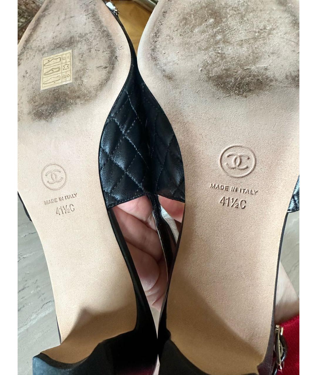 CHANEL Черные кожаные босоножки, фото 6