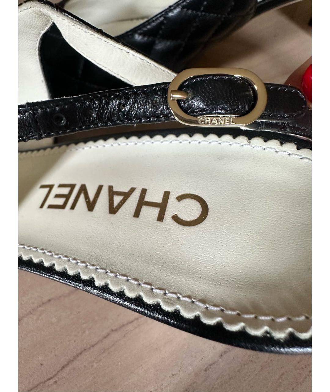 CHANEL Черные кожаные босоножки, фото 5