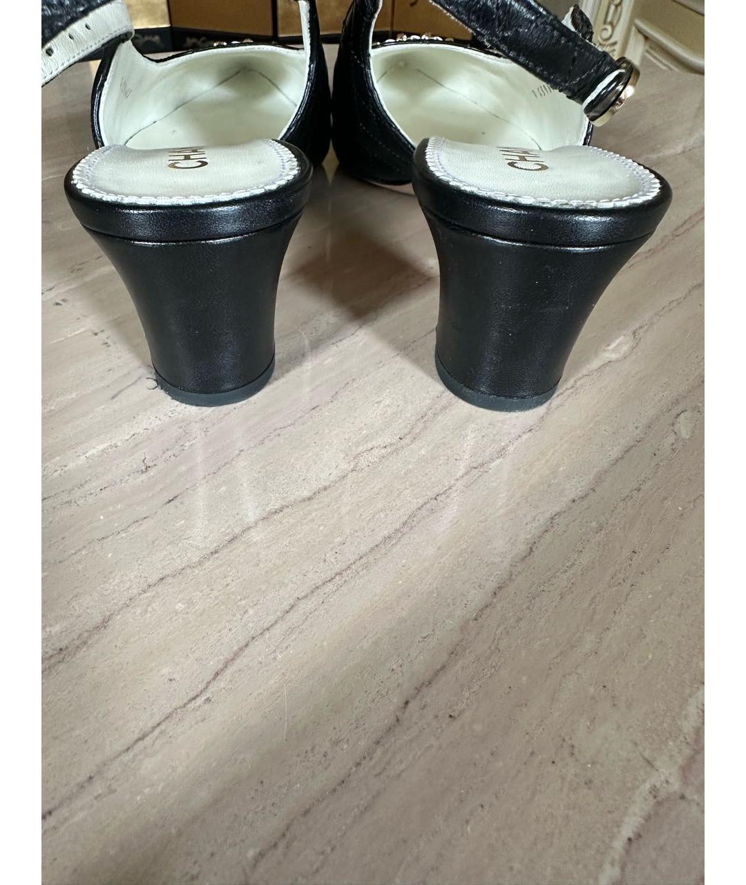 CHANEL Черные кожаные босоножки, фото 4