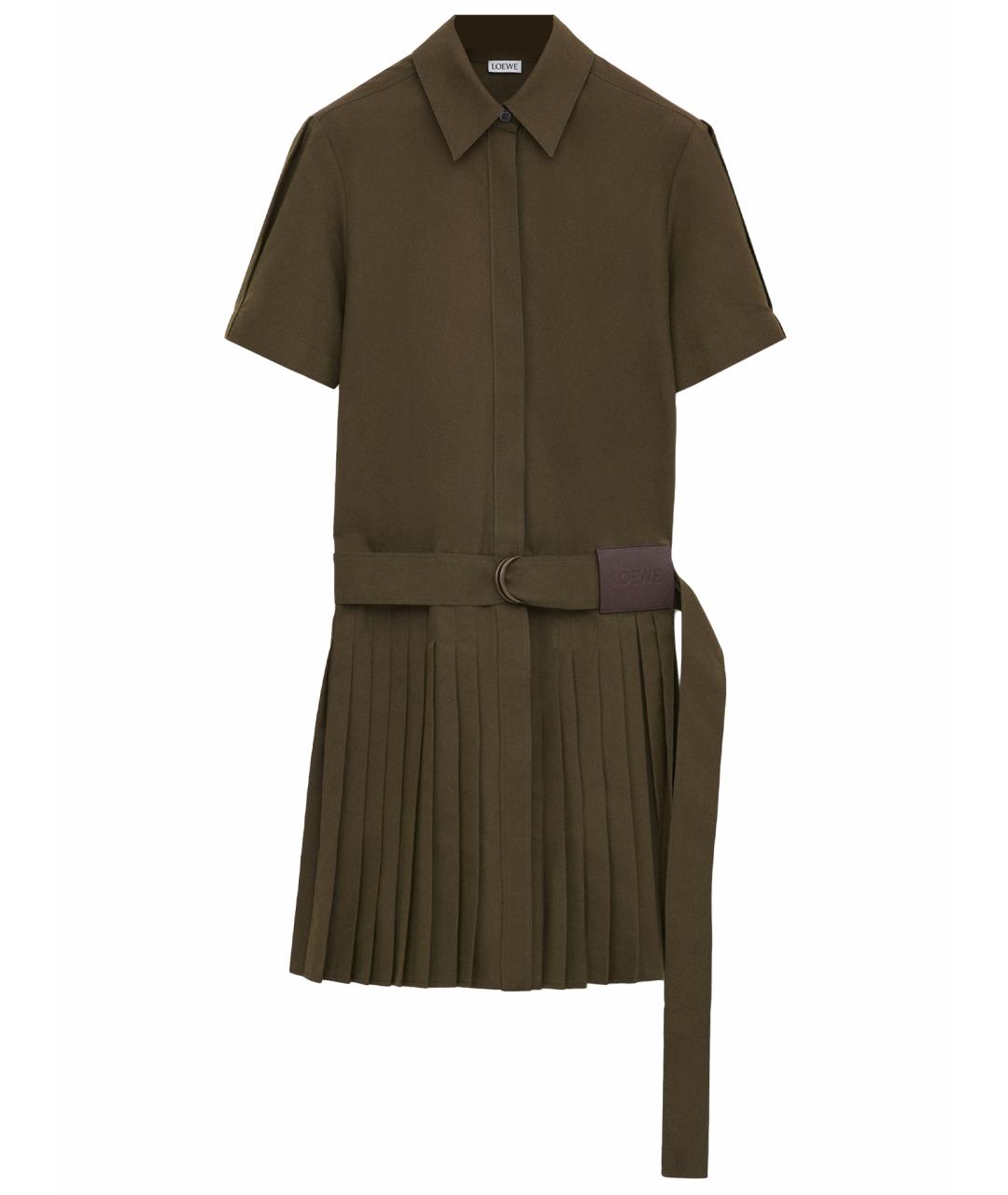 LOEWE Хаки хлопковое повседневное платье, фото 1