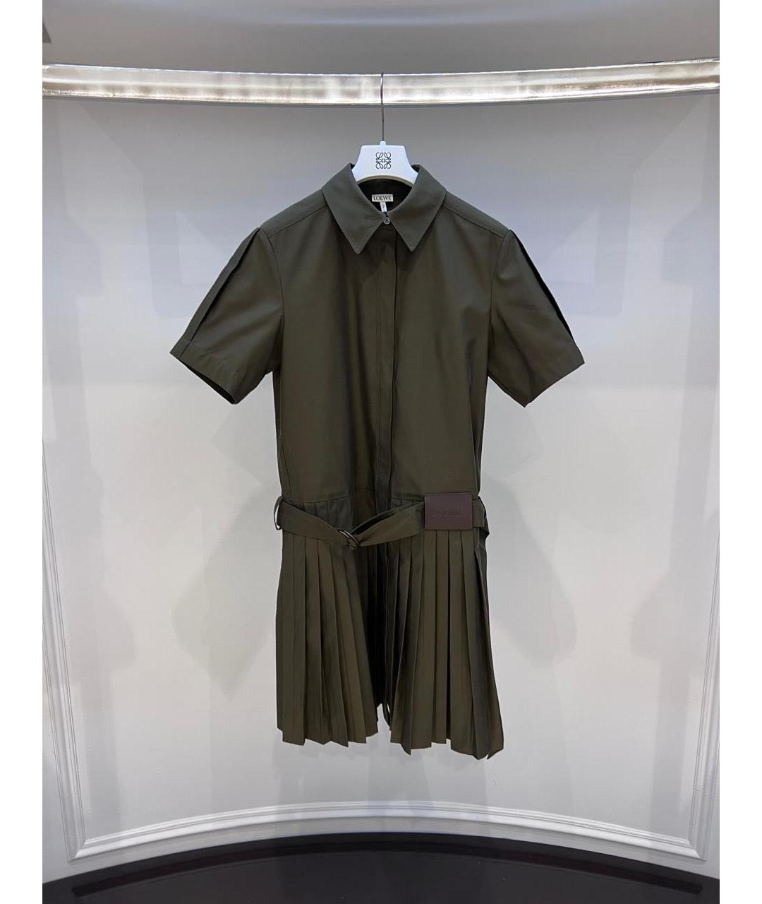 LOEWE Хаки хлопковое повседневное платье, фото 2
