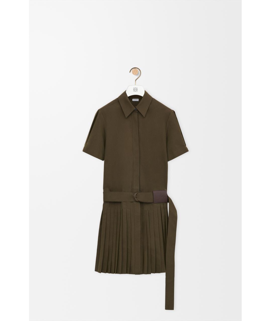LOEWE Хаки хлопковое повседневное платье, фото 4