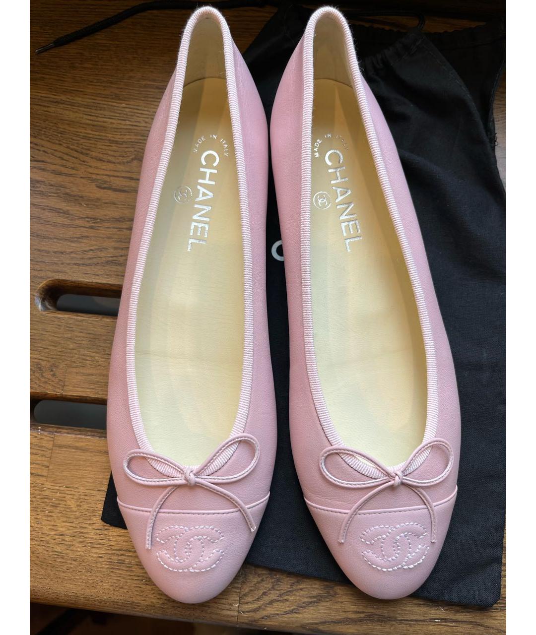 CHANEL Розовые кожаные балетки, фото 2
