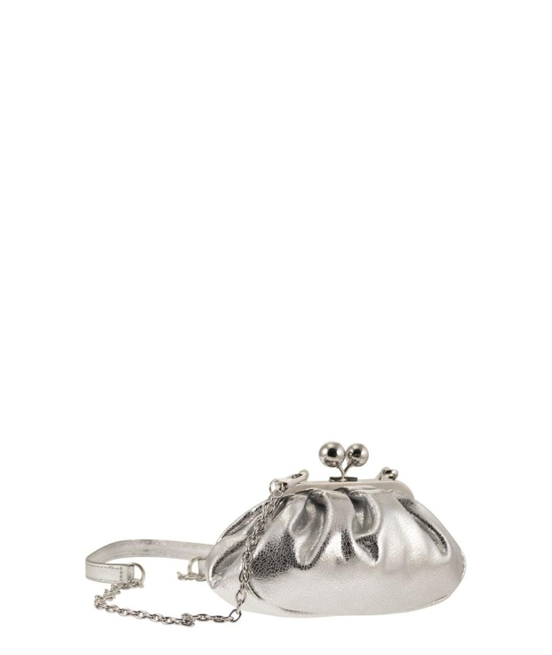 WEEKEND MAX MARA Серебряная кожаная сумка с короткими ручками, фото 4