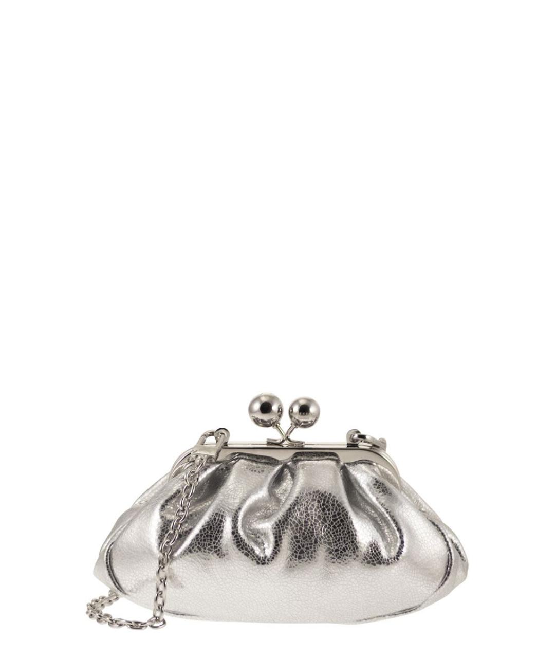 WEEKEND MAX MARA Серебряная кожаная сумка с короткими ручками, фото 1