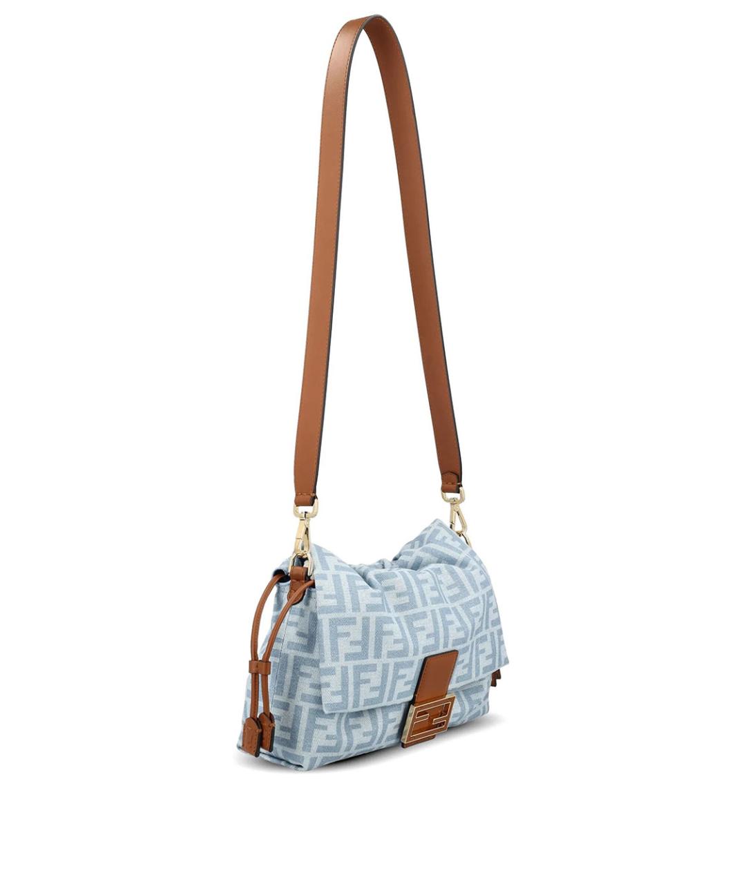 FENDI Голубая хлопковая сумка через плечо, фото 3