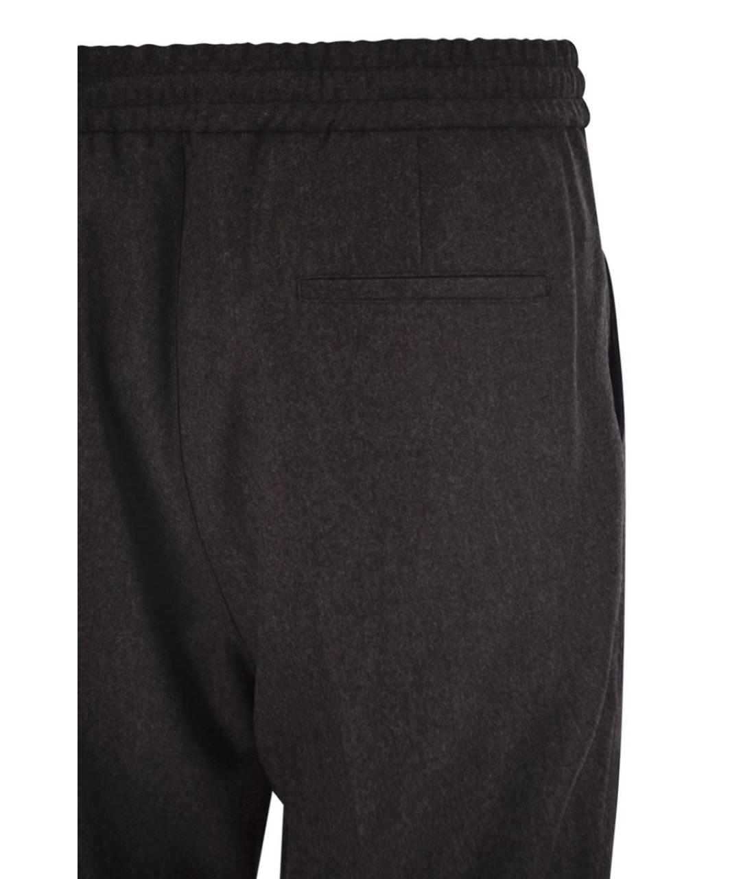 BRUNELLO CUCINELLI Коричневые шерстяные повседневные брюки, фото 4