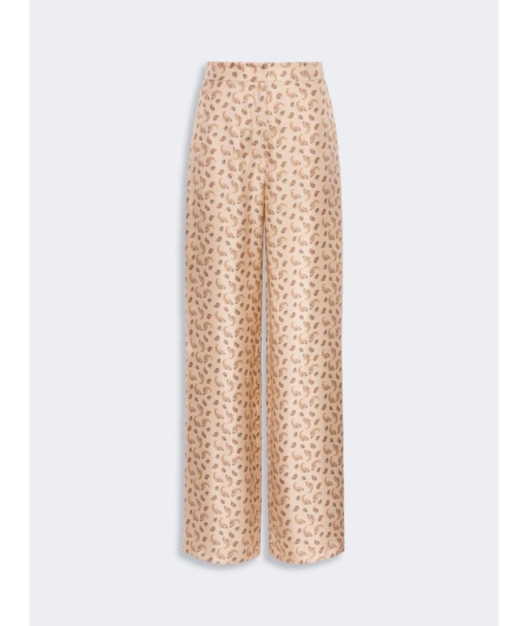 MAX MARA Бежевые шелковые прямые брюки, фото 5