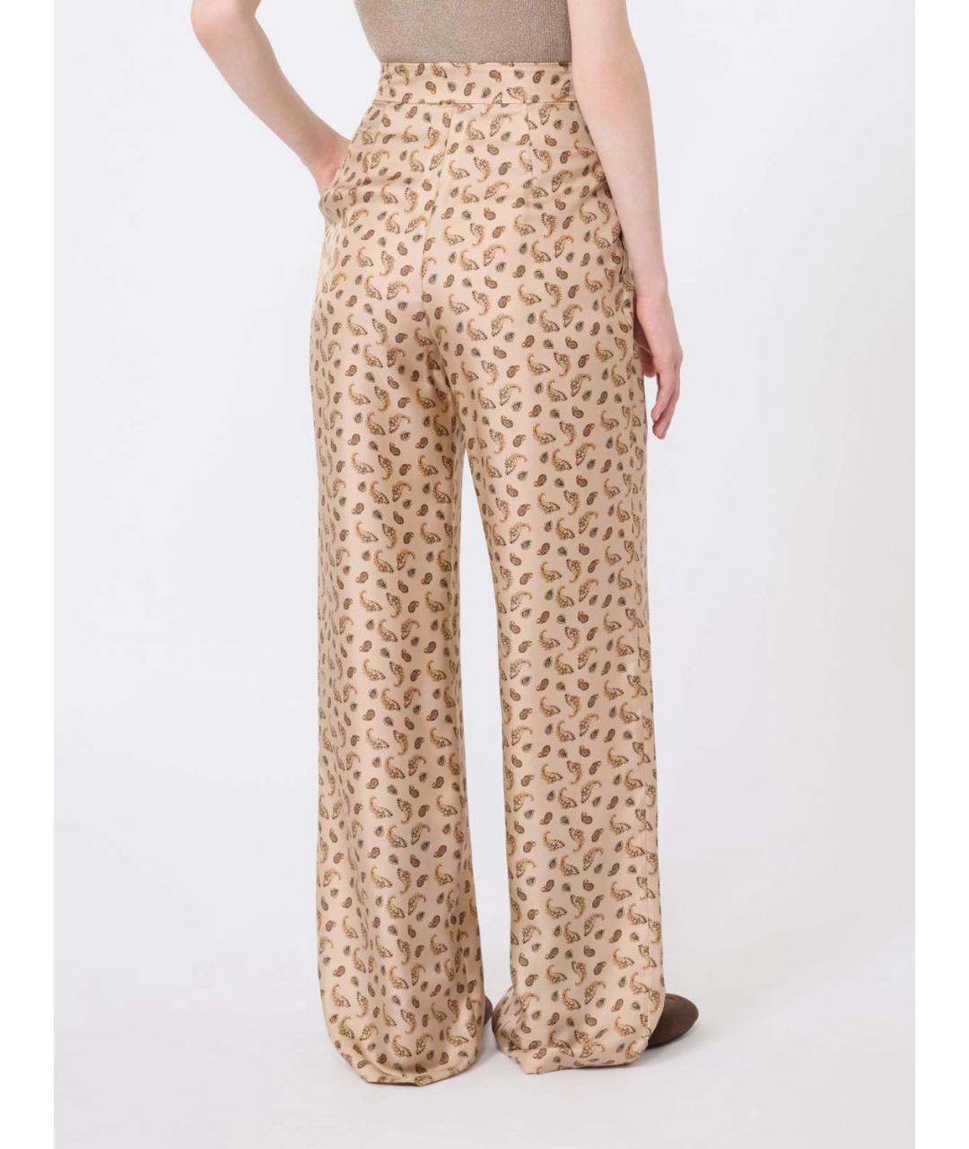 MAX MARA Бежевые шелковые прямые брюки, фото 4